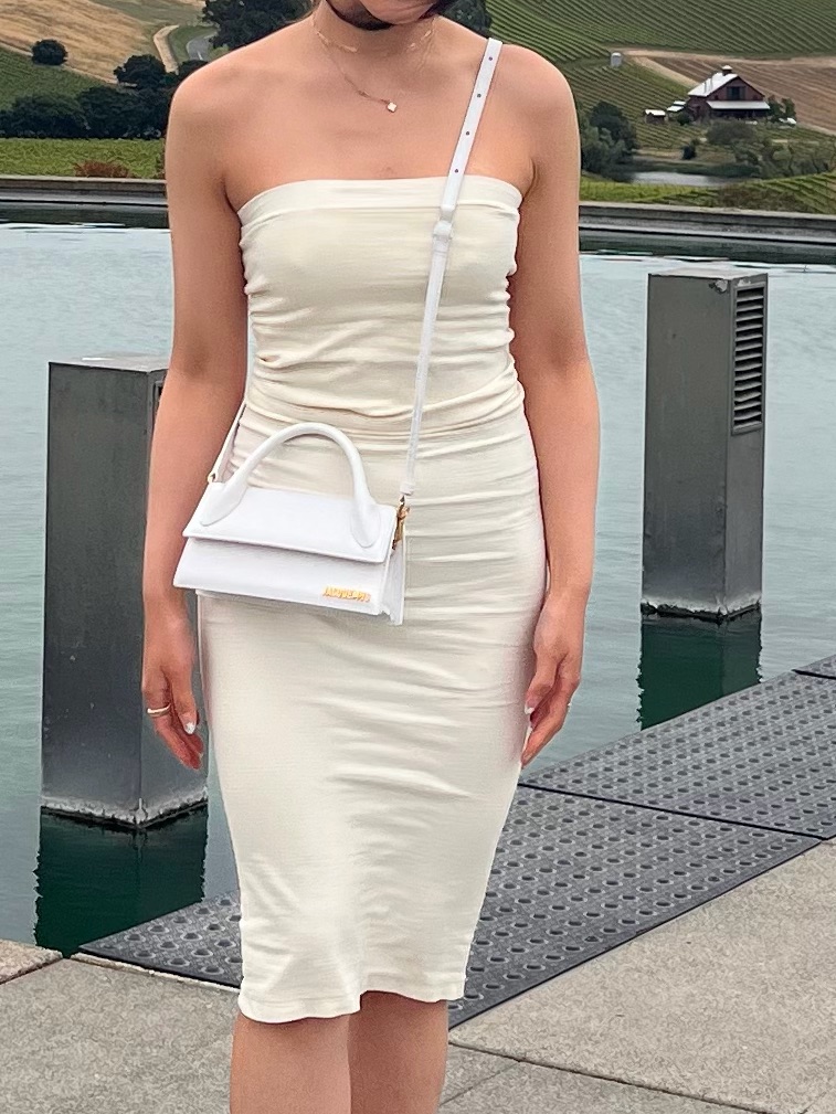 Contour Double Lined Strapless Midi Dress